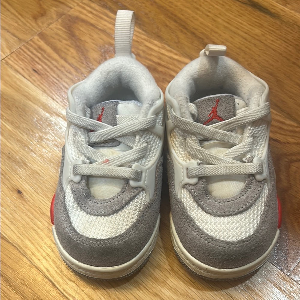Jordan Toddler White, Gray and Red Sneakers